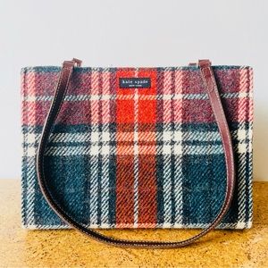 Rare Kate Spade Vintage Buffalo Plaid Wool Handbag in Mint Condition